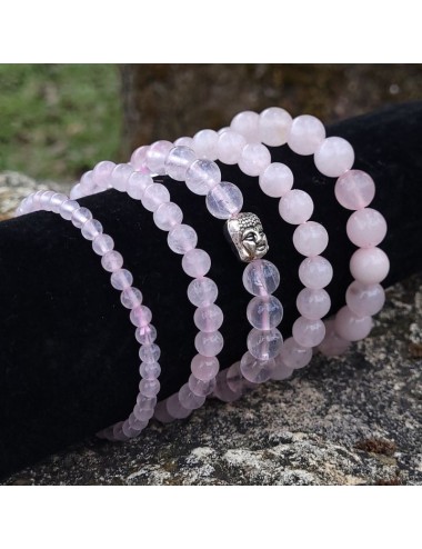 Bracelet Quartz Rose perles 4mm