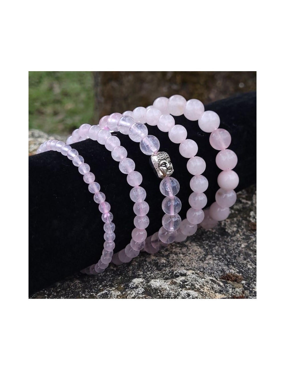 Bracelet Quartz Rose perles 4mm