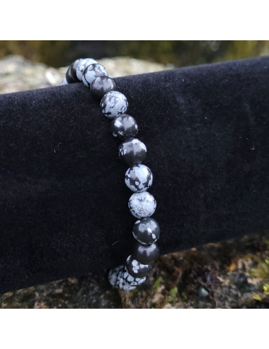 Bracelet Obsidienne neige 6mm Bracelets