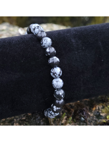 Bracelet Obsidienne neige 6mm