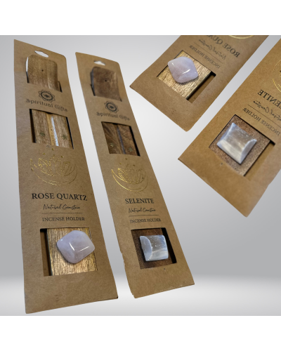 Porte encens Bois Avec pierre naturelle PURIFICATION MINERAUX