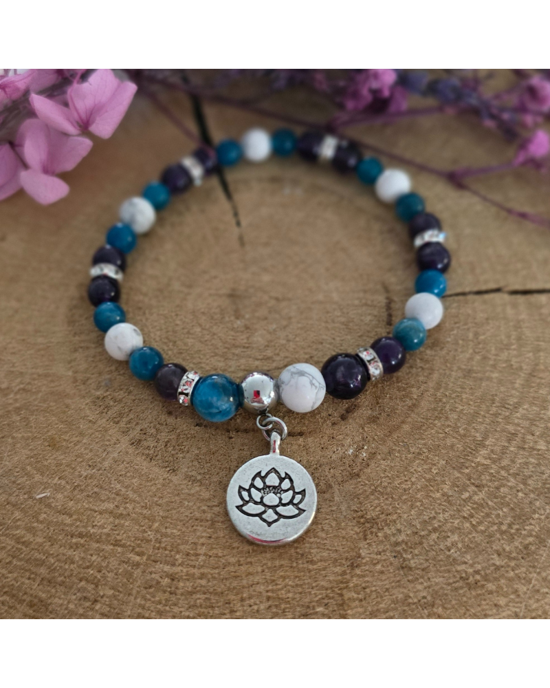 Bracelet UNIQUE Améthyste - Howlite -Apatite BIJOUX