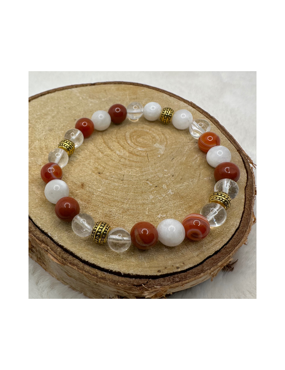 Bracelet UNIQUE Pierre de Lune - Cornaline -Jaspe- Cristal de roche BIJOUX Bracelet UNIQUE Pierre de Lune - Cornaline -Jaspe- Cristal de roche BIJOUX