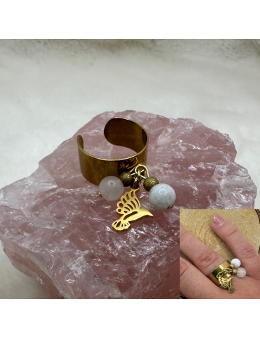 Bague ajustable Pierre de Lune- Quartz Collier / Pendentif