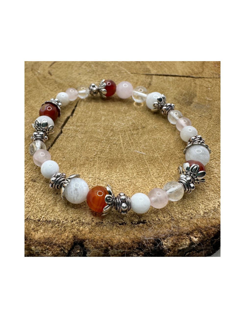 Bracelet UNIQUE Pierre de Lune - Cristal de roche-Cornaline-Quartz BIJOUX Bracelet UNIQUE Pierre de Lune - Cristal de roche-Cornaline-Quartz BIJOUX