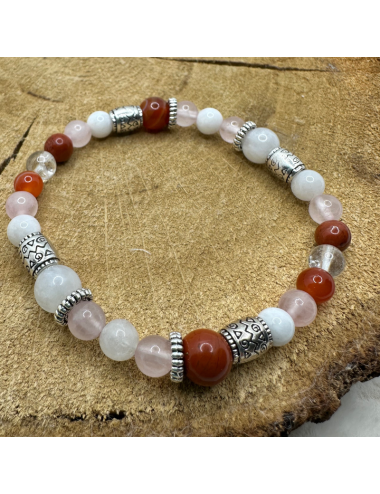 Bracelet UNIQUE Pierre de Lune - Cornaline - Quartz- Jaspe-Cristal de roche BIJOUX