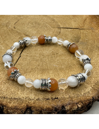 Bracelet UNIQUE Pierre de lune-Cristal de roche-Aventurine BIJOUX