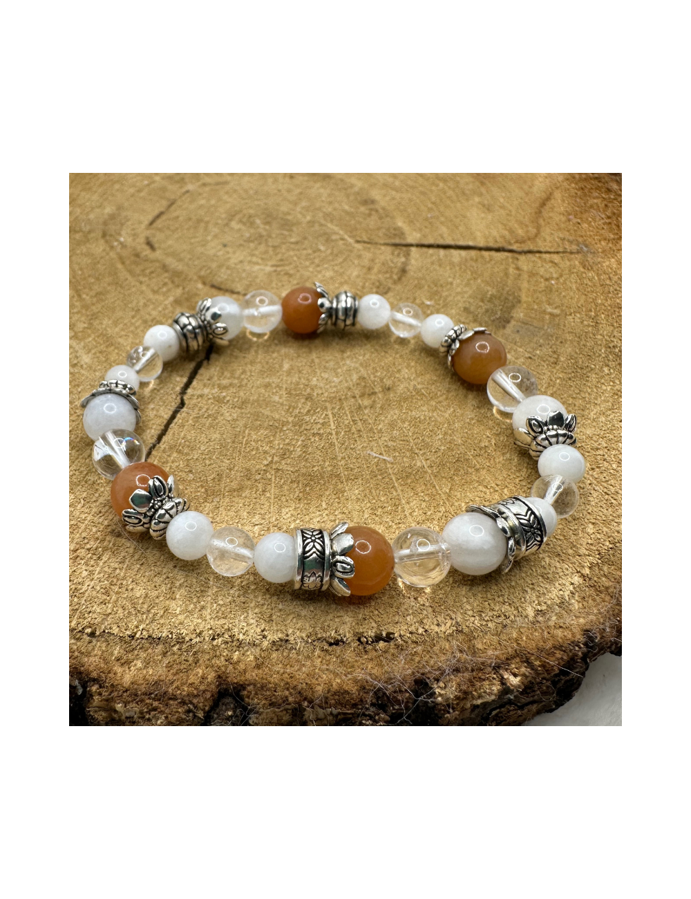 Bracelet UNIQUE Pierre de lune-Cristal de roche-Aventurine BIJOUX Bracelet UNIQUE Pierre de lune-Cristal de roche-Aventurine BIJOUX