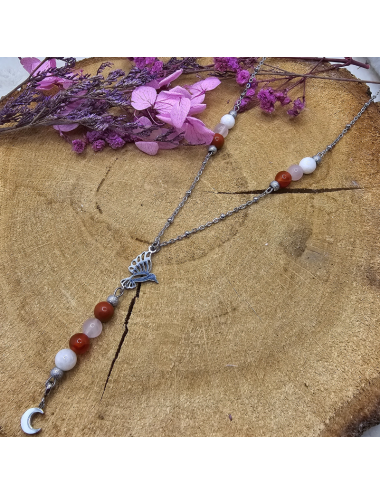 Collier UNIQUE Pierre de Lune-Cornaline-Jaspe-Quartz BIJOUX