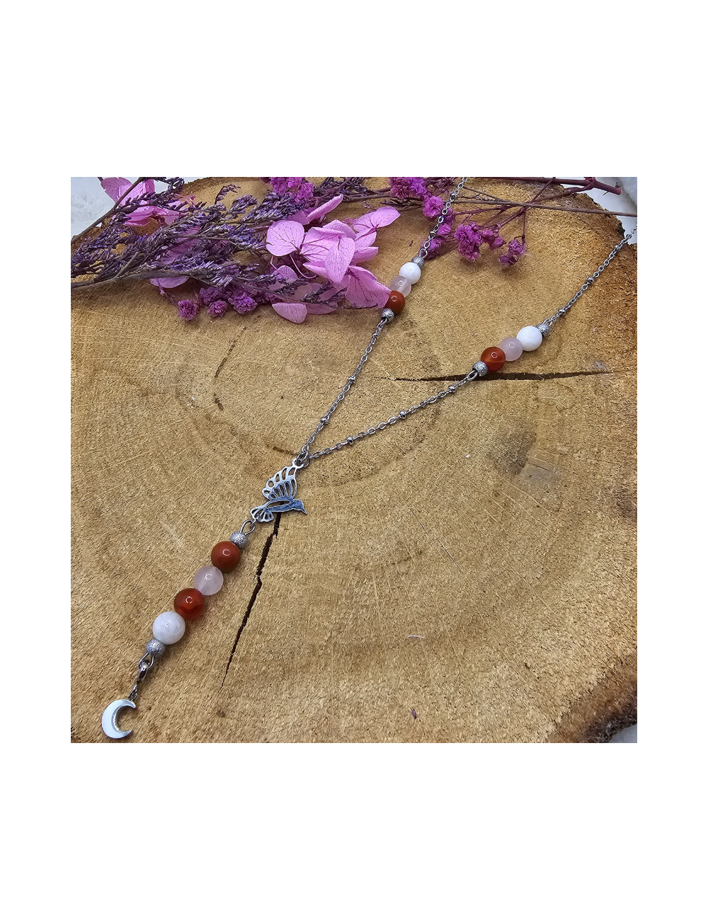 Collier UNIQUE Pierre de Lune-Cornaline-Jaspe-Quartz BIJOUX Collier UNIQUE Pierre de Lune-Cornaline-Jaspe-Quartz BIJOUX