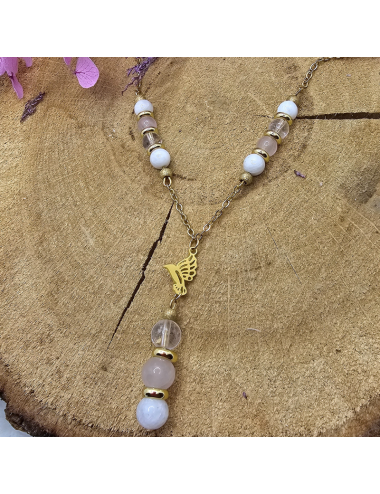 Collier Pierre de Lune-Quartz-Cristal de roche Collier / Pendentif