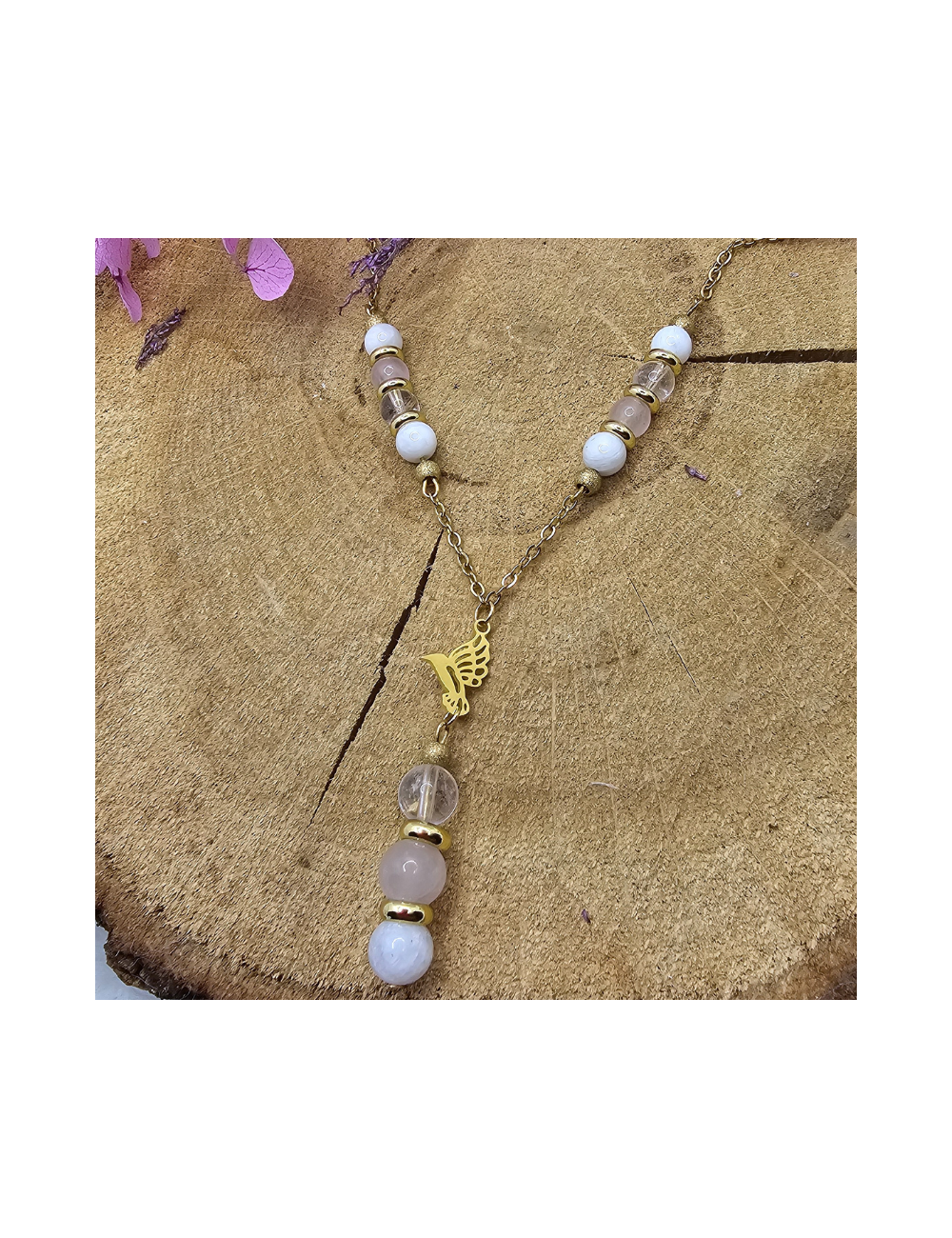 Collier Pierre de Lune-Quartz-Cristal de roche Collier / Pendentif Collier Pierre de Lune-Quartz-Cristal de roche Collier / Pendentif