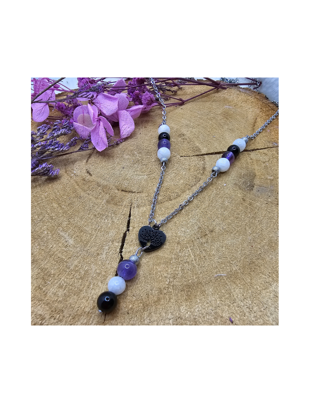 Collier UNIQUE Pierre de lune-Améthyste-Tourmaline BIJOUX Collier UNIQUE Pierre de lune-Améthyste-Tourmaline BIJOUX