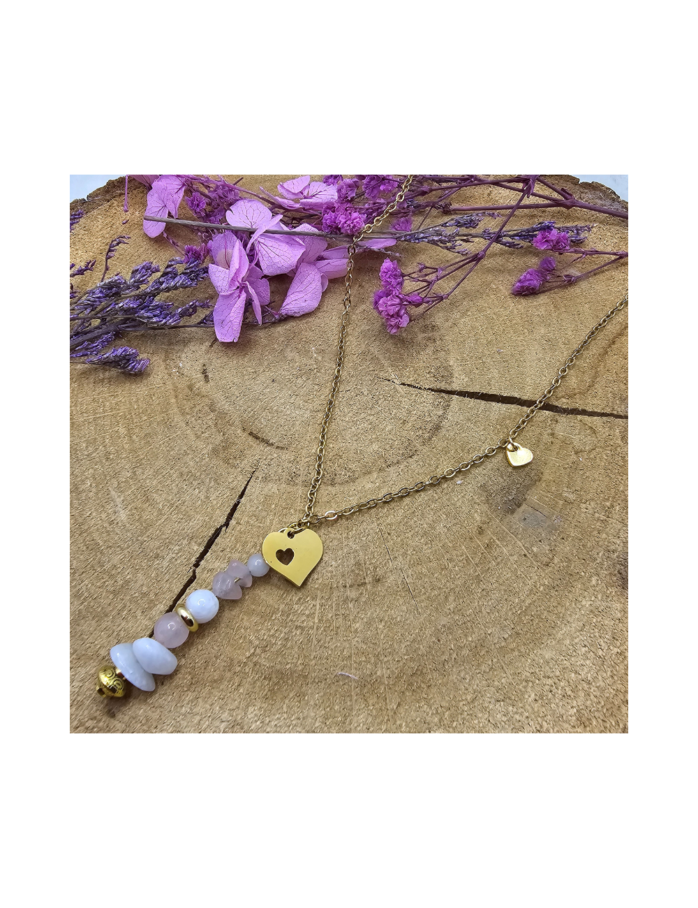 Collier Unique Pierre de Lune-Quartz Collier / Pendentif Collier Unique Pierre de Lune-Quartz Collier / Pendentif
