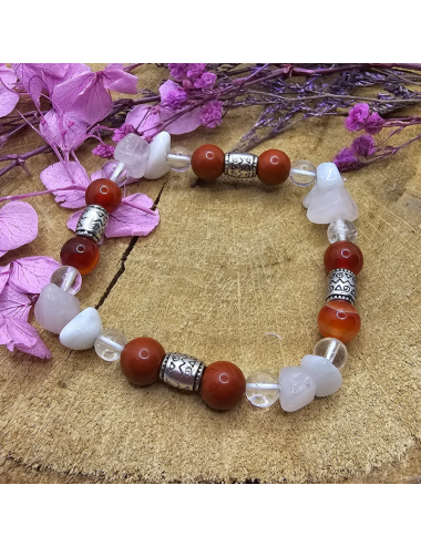 Bracelet UNIQUE Pierre de Lune-Cristal de roche - Jaspe- Cornaline-Quartz BIJOUX