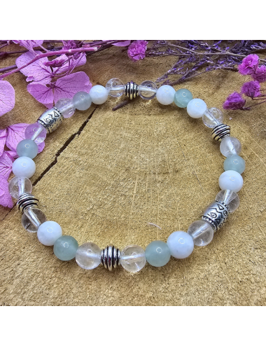 Bracelet UNIQUE Pierre de Lune -Aventurine -Cristal de roche BIJOUX
