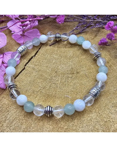 Bracelet UNIQUE Pierre de Lune -Aventurine -Cristal de roche BIJOUX