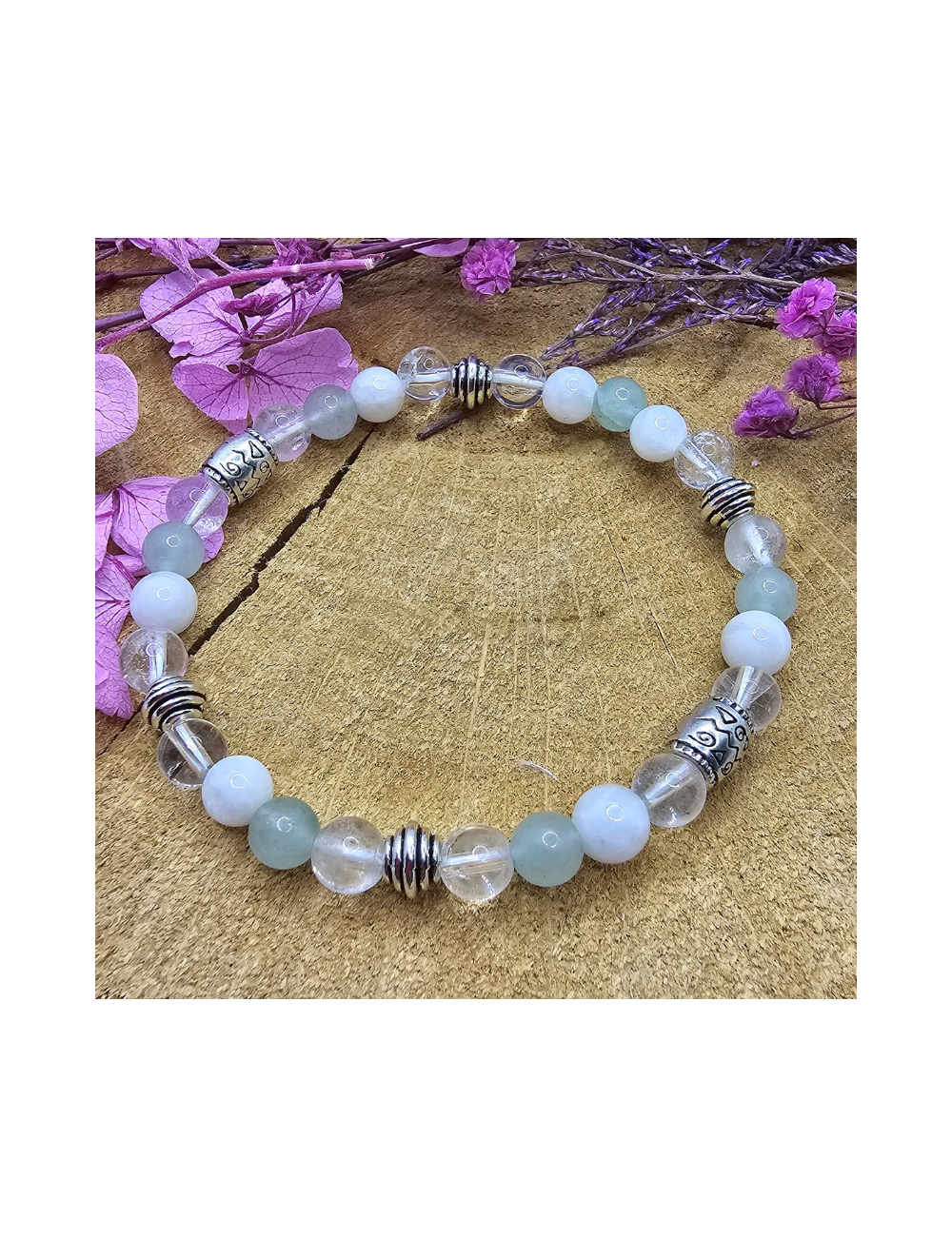 Bracelet UNIQUE Pierre de Lune -Aventurine -Cristal de roche BIJOUX Bracelet UNIQUE Pierre de Lune -Aventurine -Cristal de roche BIJOUX