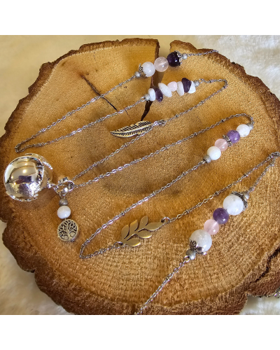 Bola Lithothérapie UNIQUE Pierre de Lune – Quartz -Améthyste & Lien Sensoriel Maman-Bébé