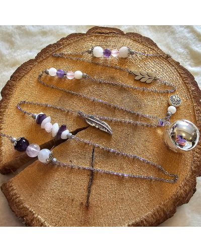 Bola Lithothérapie UNIQUE Pierre de Lune – Quartz -Améthyste & Lien Sensoriel Maman-Bébé