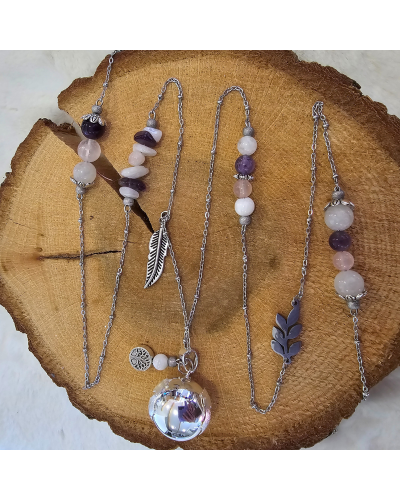 Bola Lithothérapie UNIQUE Pierre de Lune – Quartz -Améthyste & Lien Sensoriel Maman-Bébé