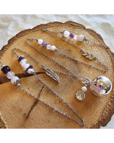 Bola Lithothérapie UNIQUE Pierre de Lune – Quartz -Améthyste & Lien Sensoriel Maman-Bébé