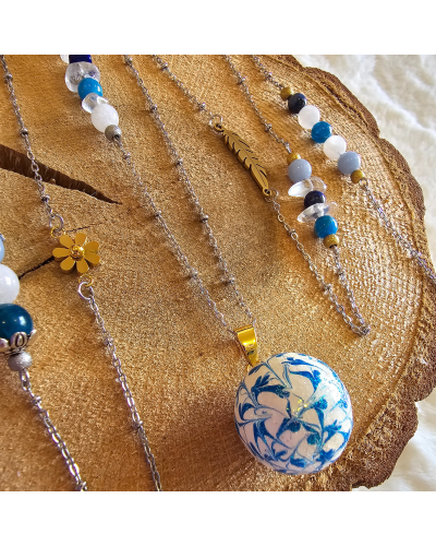 Bola Lithothérapie UNIQUE Pierre de Lune – Cristal de Roche – Aigue-Marine – Aventurine Verte