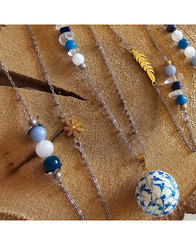 Bola Lithothérapie UNIQUE Pierre de Lune – Cristal de Roche – Aigue-Marine – Aventurine Verte