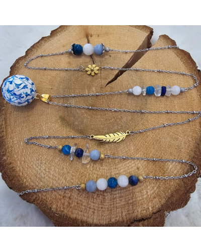 Bola Lithothérapie UNIQUE Pierre de Lune – Cristal de Roche – Aigue-Marine – Aventurine Verte