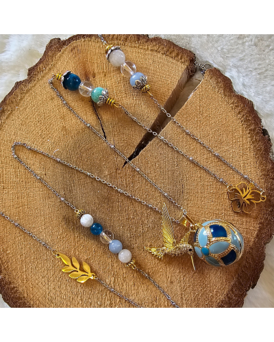 Bola Lithothérapie UNIQUE Pierre de lune - Amazonite - Apatite - Cristal de Roche - Angelite