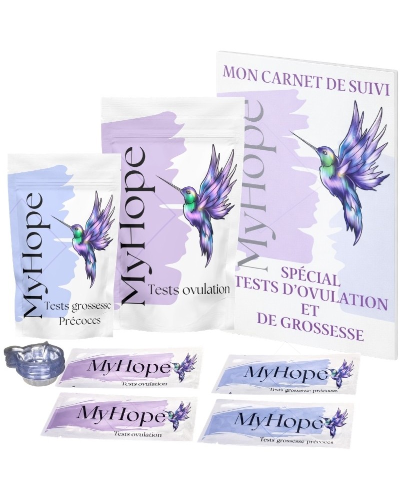 Kit Fertilité Complet – 50 Tests Ovulation + 20 Tests Grossesse Précoce + Carnet de Suivi + 30 Coupelles
