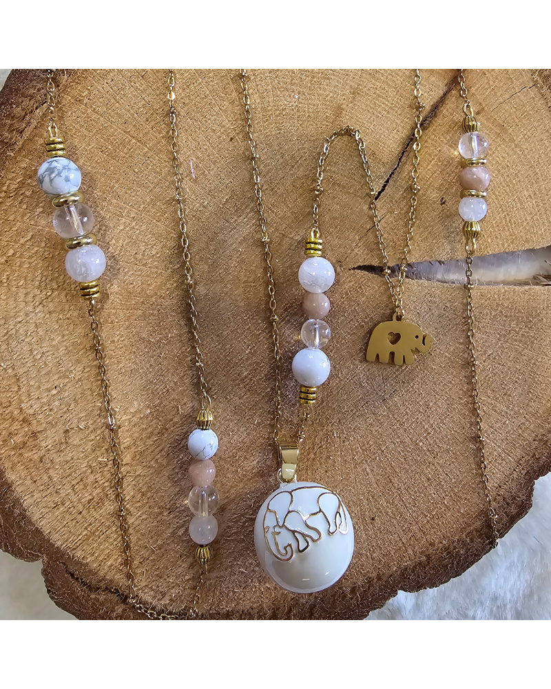 Bola Lithothérapie UNIQUE Howlite – Pierre de Soleil – Pierre de Lune