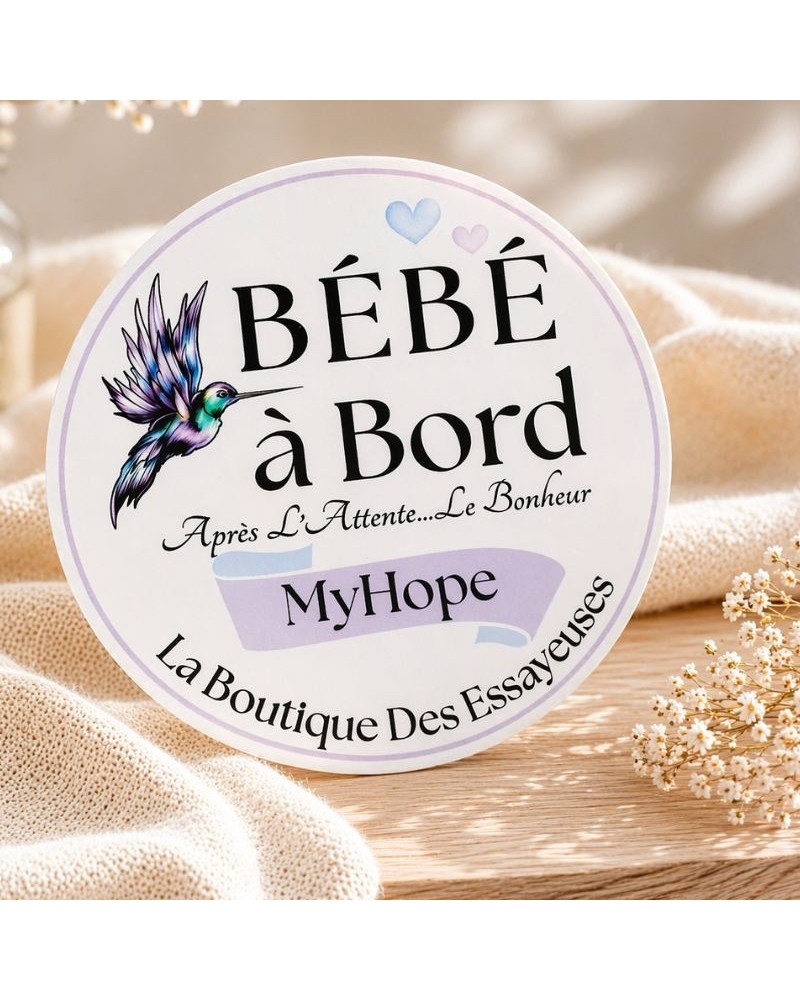 Sticker voiture Bébé à Bord 15 cm – Après l’attente le bonheur