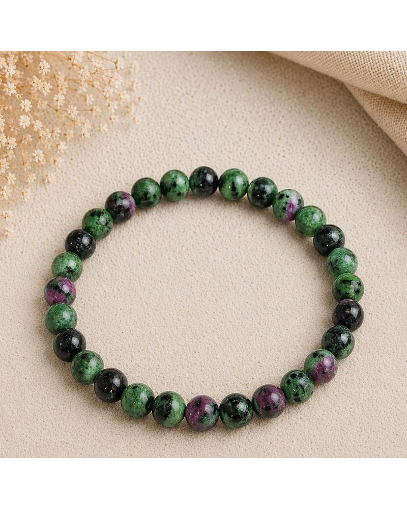 Bracelet Rubis Zoïsite 6mm – Énergie, vitalité & réalisation de soi  Lithothérapie