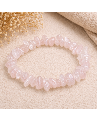 Bracelet Baroque Quartz Rose – Éclats Naturels & Guérison du Cœur