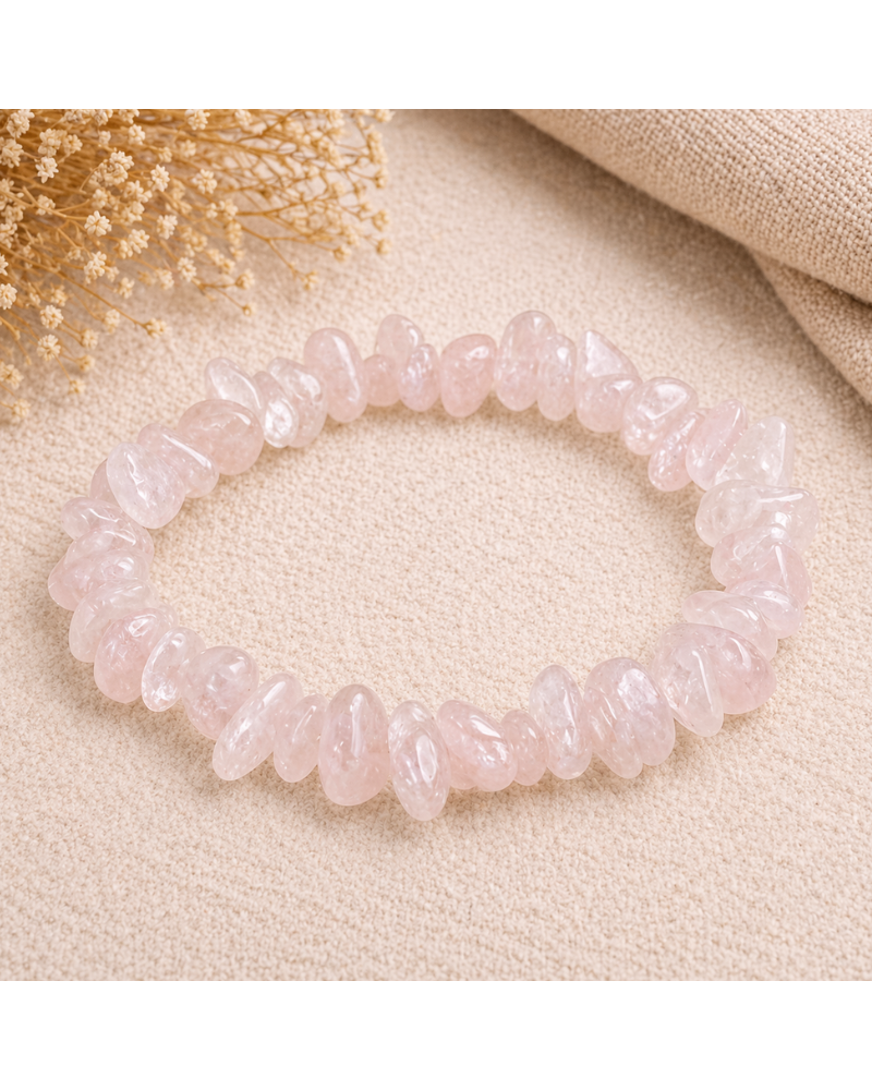 Bracelet Baroque Quartz Rose – Éclats Naturels & Guérison du Cœur
