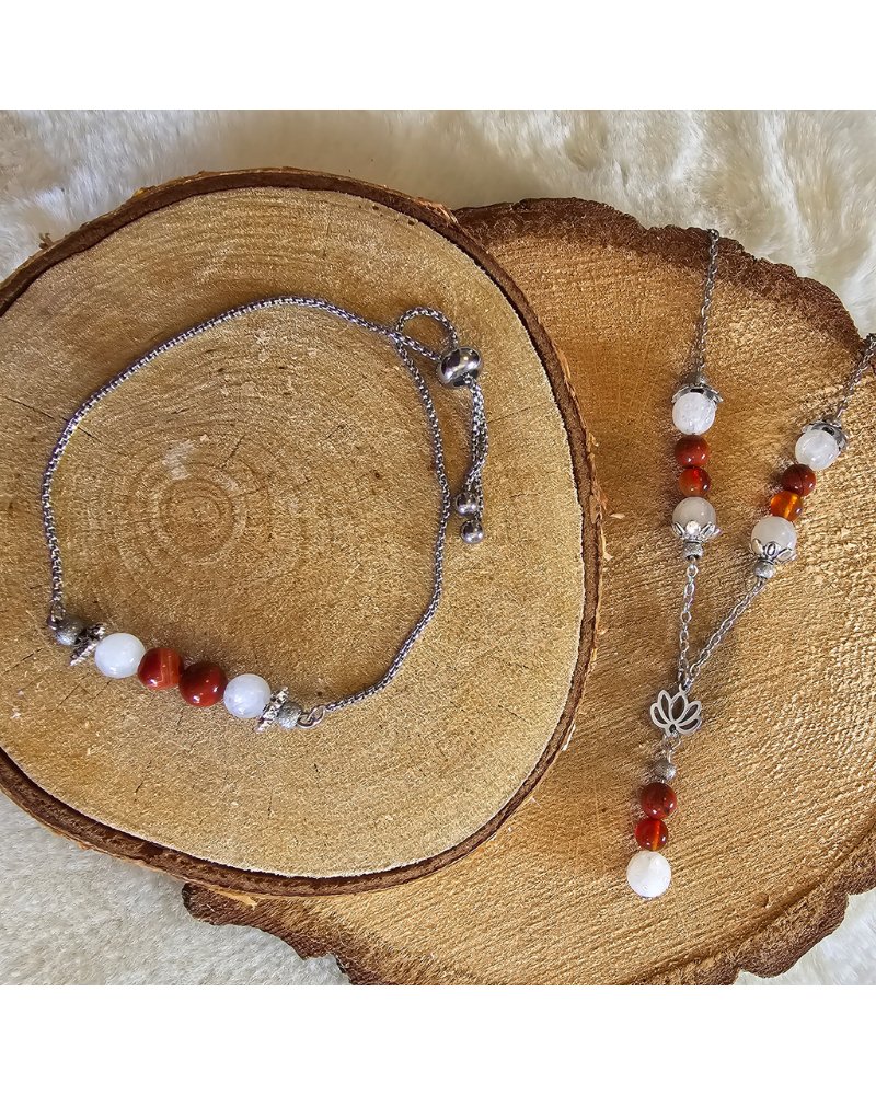 Bracelet UNIQUE Pierre de Lune  – Jaspe – Cornaline