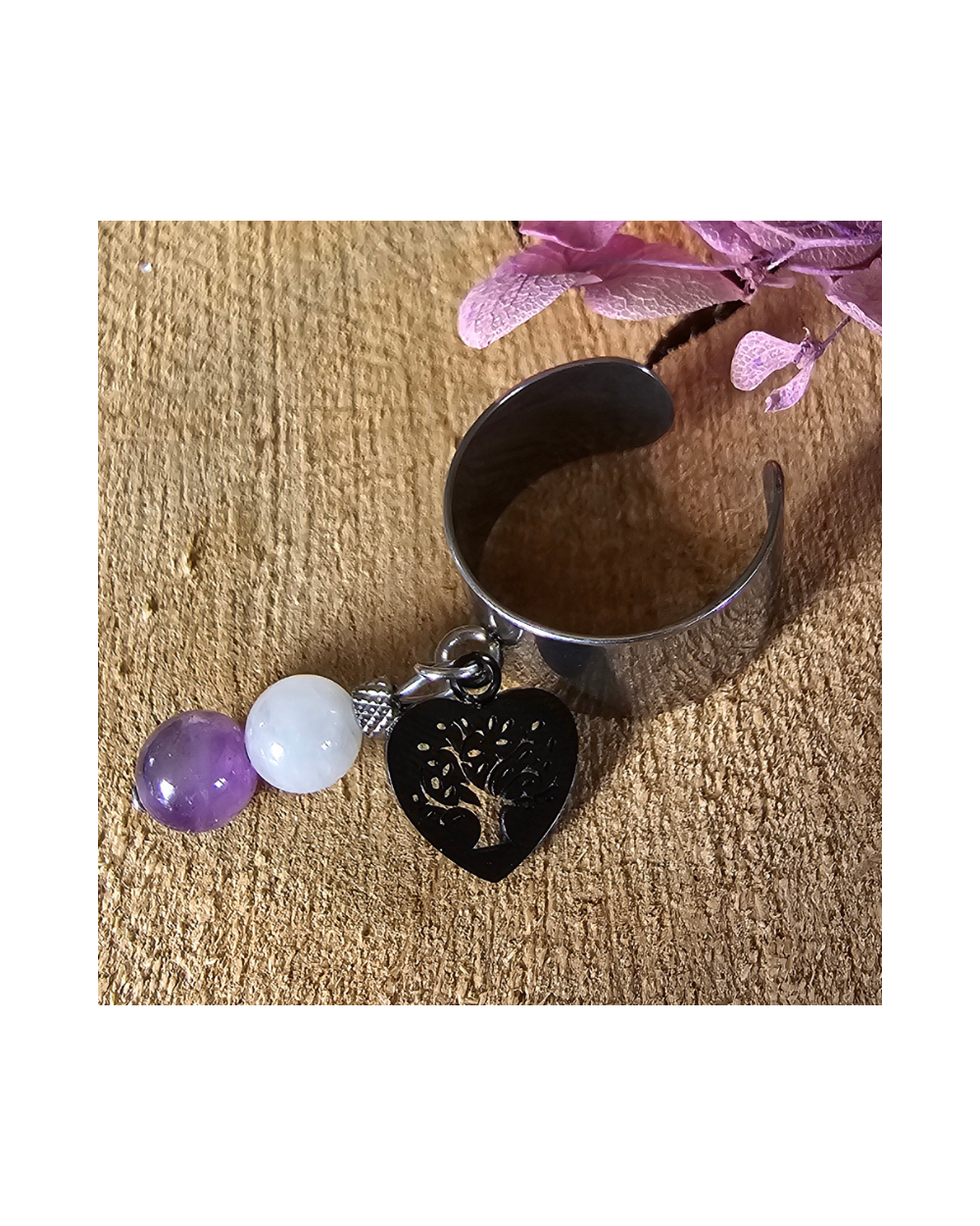 Bague Lithothérapie Pierre Naturelle – Ajustable & Énergétique
