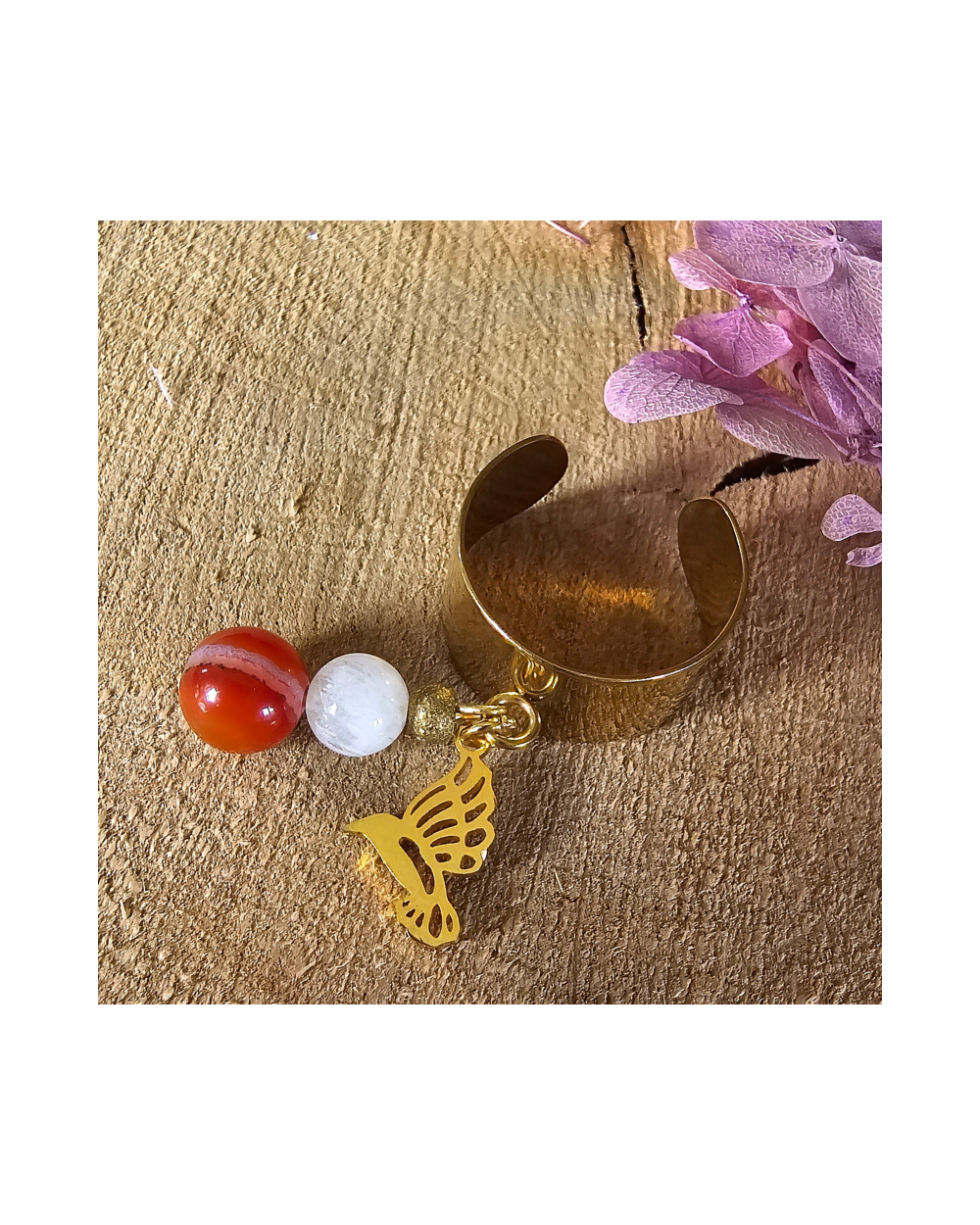 Bague Lithothérapie Pierre Naturelle – Ajustable & Énergétique