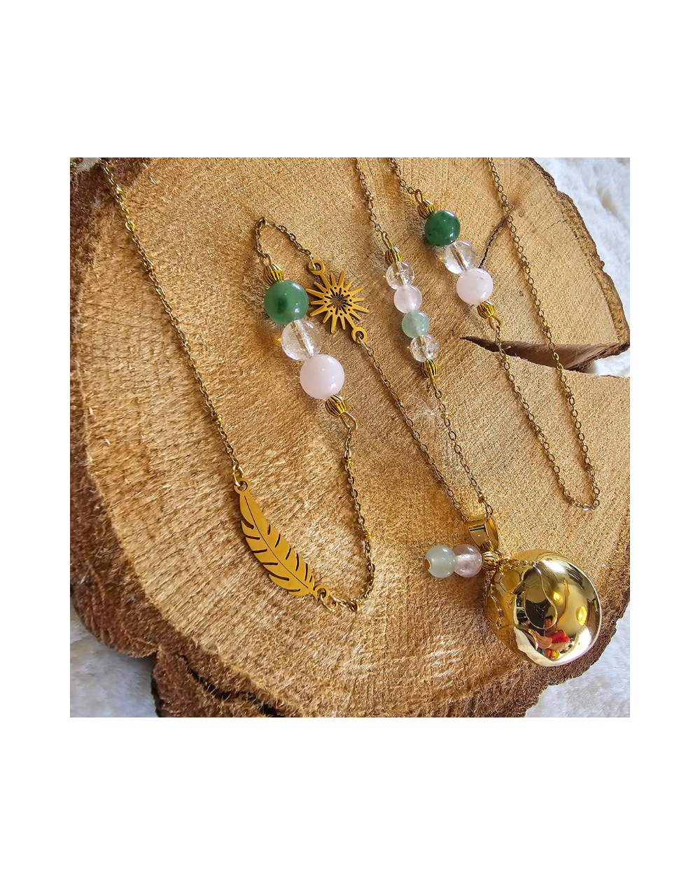 Bola Lithothérapie UNIQUE Aventurine – Quartz – Cristal  Douceur & Lien Sensoriel Maman-Bébé