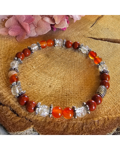 Bracelet UNIQUE  Cristal – Jaspe – Cornaline