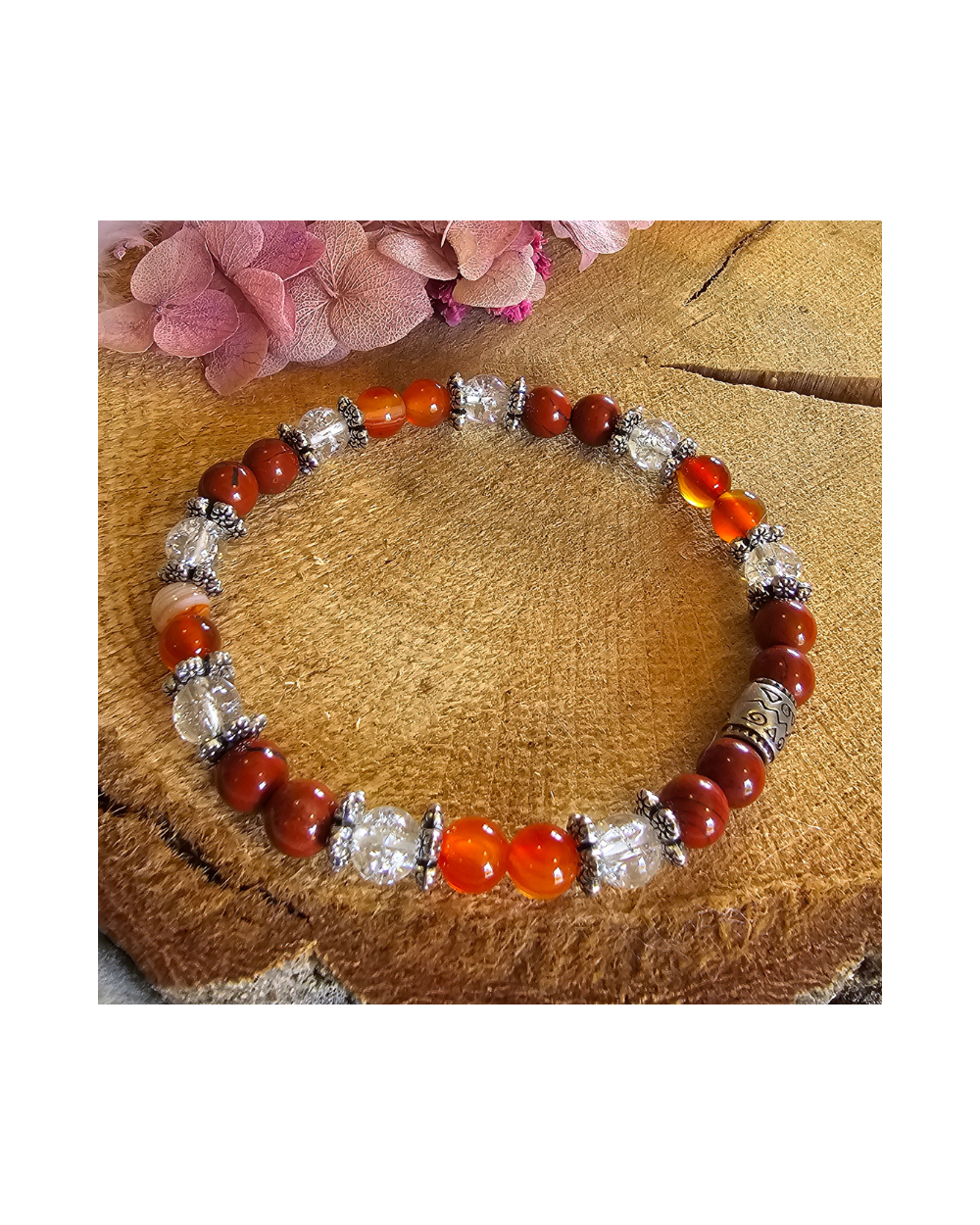 Bracelet UNIQUE  Cristal – Jaspe – Cornaline