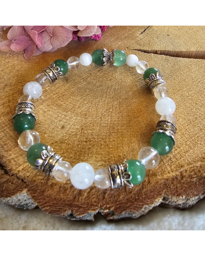 Bracelet UNIQUE Pierre de Lune – Aventurine – Cristal de roche  Douceur & Clarté Intérieure