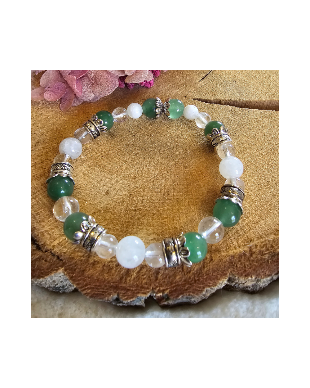 Bracelet UNIQUE Pierre de Lune – Aventurine – Cristal de roche  Douceur & Clarté Intérieure
