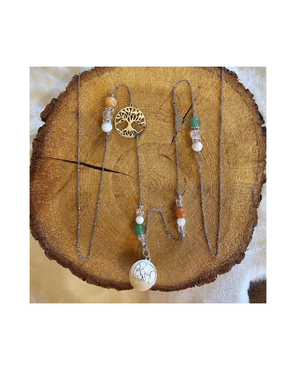 Bola Lithothérapie UNIQUE Aventurine – Pierre de Lune – Cristal de Roche