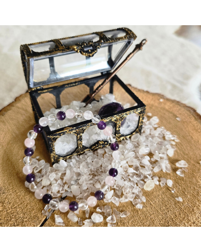 Coffret Intention – Sérénité & Clarté | Améthyste, Quartz Rose & Cristal de Roche