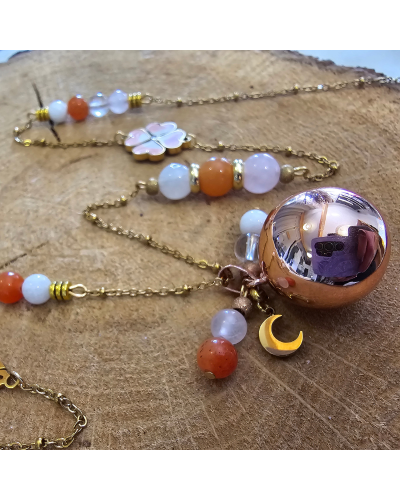 Bola grossesse Aventurine Orange, Quartz Rose, Pierre de Lune & Cristal de Roche | MyHope