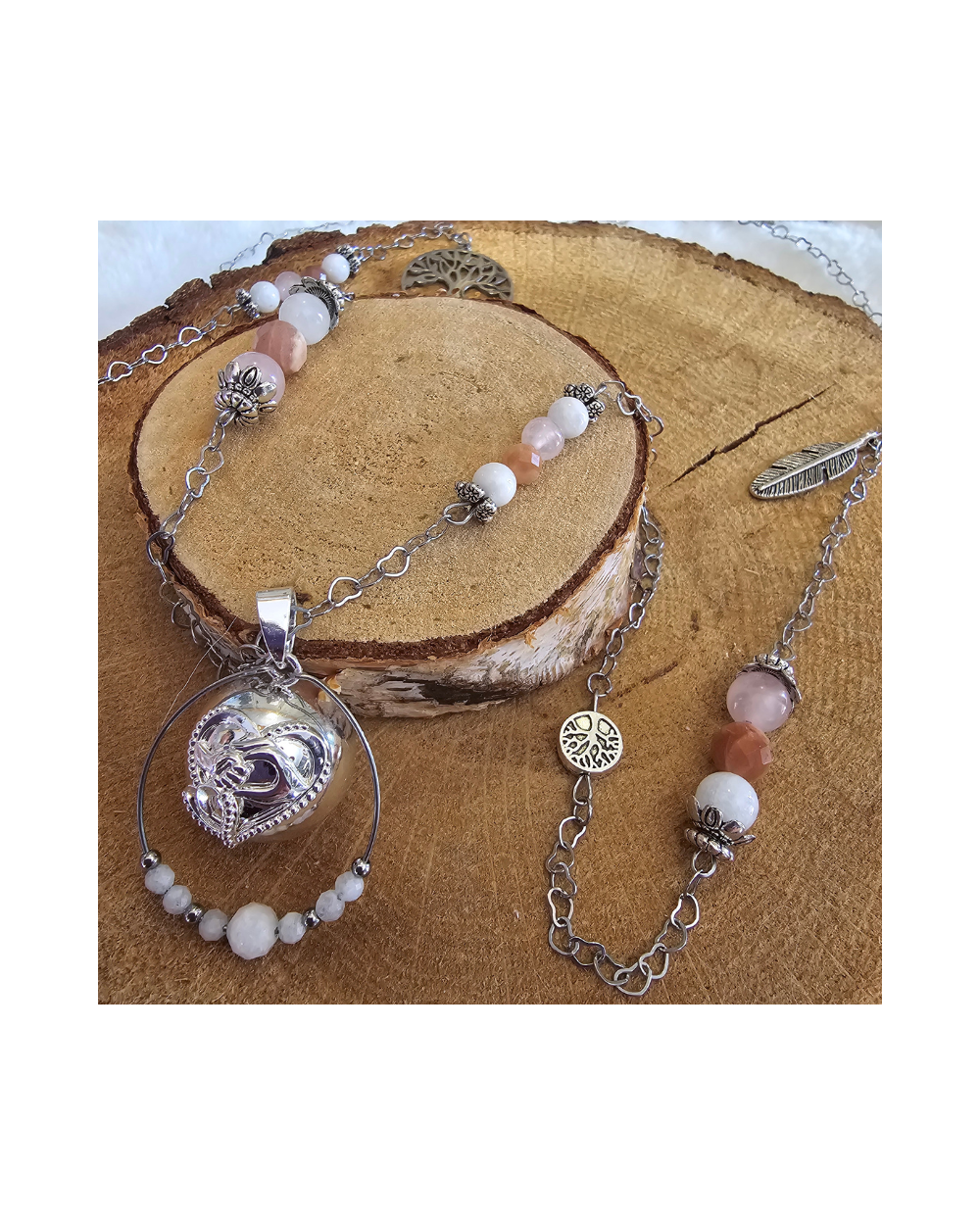 Bola grossesse Pierre de Lune, Quartz Rose & Pierre de Soleil | MyHope