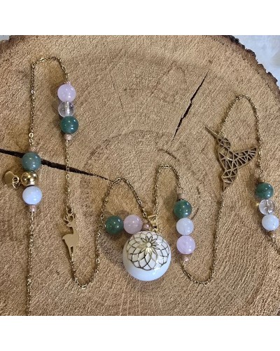 Bola grossesse Pierre de Lune, Quartz Rose & Aventurine | MyHope