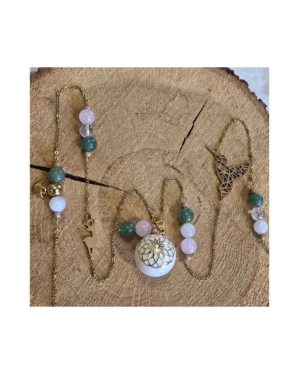 Bola grossesse Pierre de Lune, Quartz Rose & Aventurine | MyHope